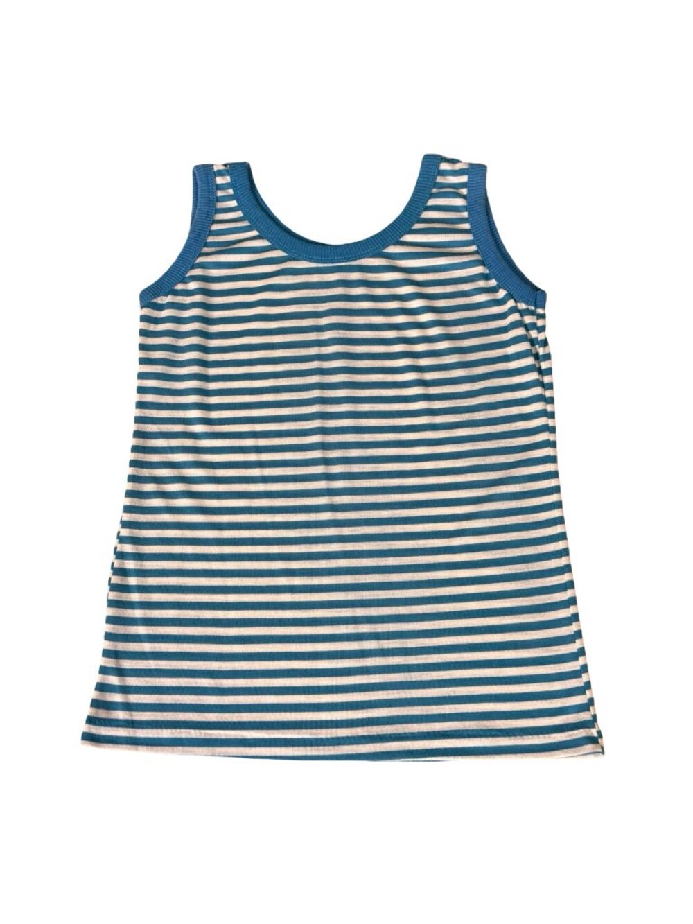 Vintage 1980s Blue White Striped Tank Top Made in USA Single Stitch